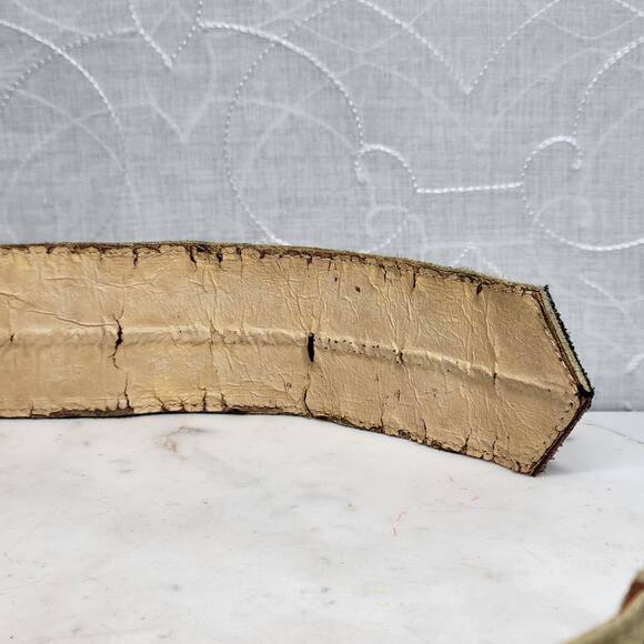 Vtg Saint Laurent Rive Gauche Suede Belt France Bakelite Buckle Geometric 31” - Picture 12 of 14